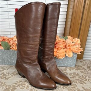 Vintage Maserati Brown Leather Boots Size 7M Made in Italy Double Layer